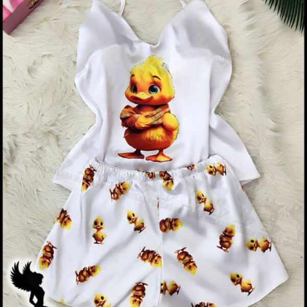 تاپ شورتک ساتن برند میشان طرح جوجه